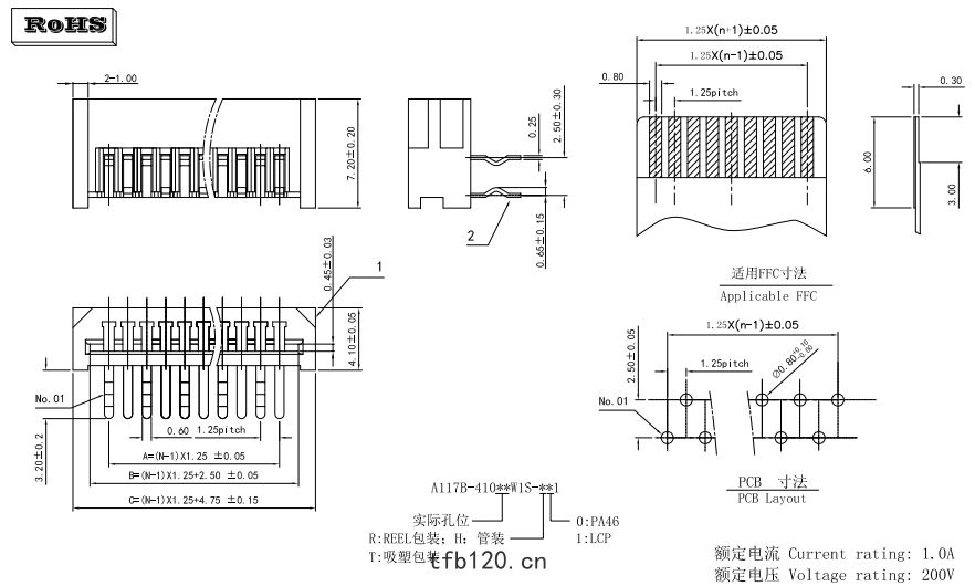 fpc連(lián)接器產(chǎn)品(pǐn)示意(yì)圖(tú)