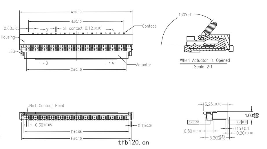 0.3間距(jù)H1.0翻(fān)蓋鍍金fpc連接(jiē)器圖(tú)麵
